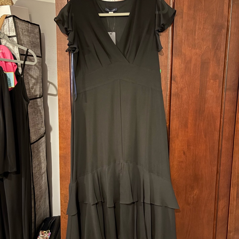 Tommy Hilfiger Black Maxi Dress with Ruffle Sleeves